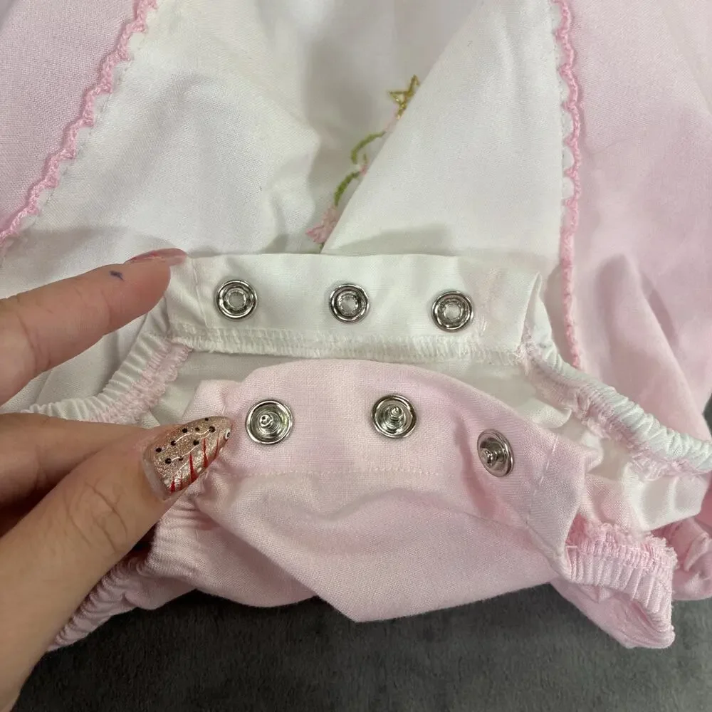 Sweeat Dreams 9m Pink & White Christmas Tree Embroidered Romper Bnfts Charity
